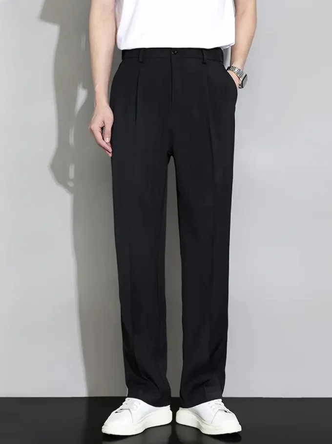 Summer Men's Casual Straight-Leg Suit Pants - 100% Polyester - Image 2