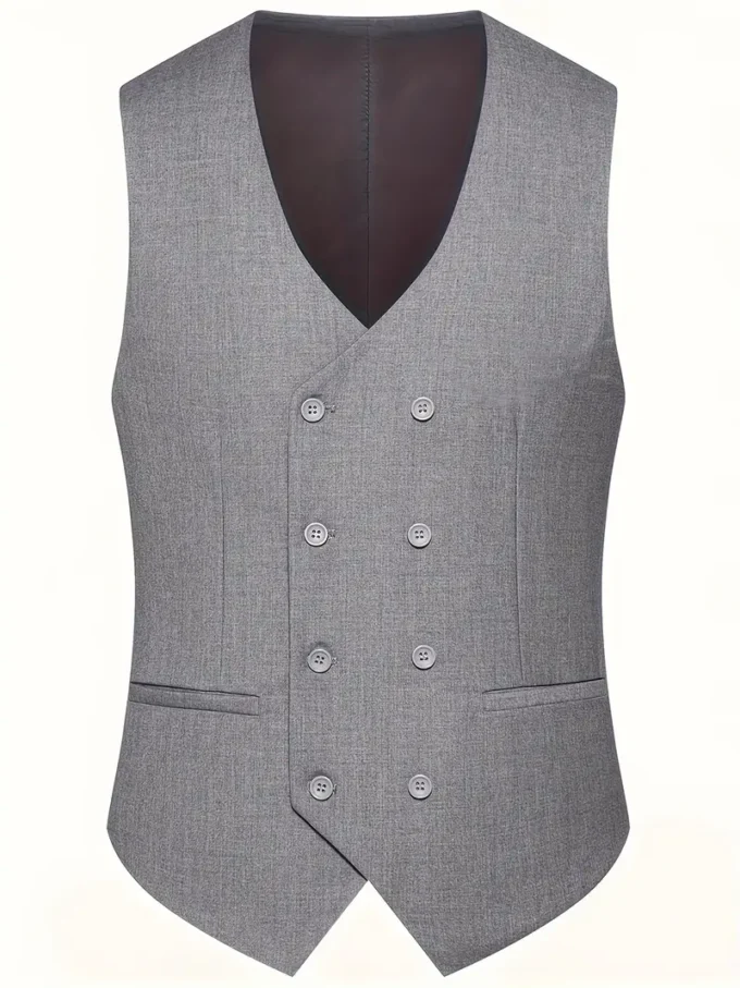 Men'S Suit Three-piece Set with Lapel Double-breasted Vest Dress - Image 4