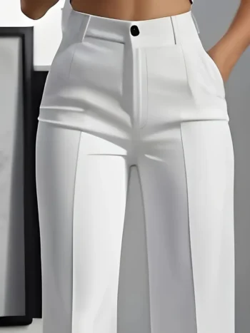 Elegant Women'S White Wide-Leg Pants