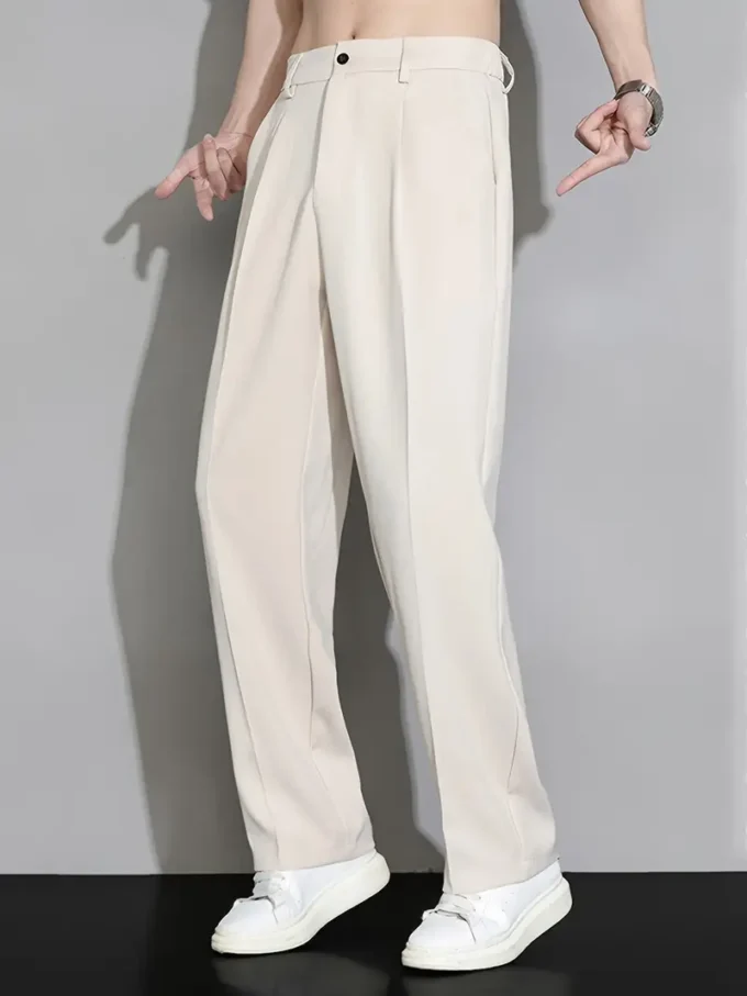 Summer Men's Casual Straight-Leg Suit Pants - 100% Polyester - Image 6