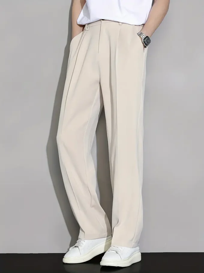 Summer Men's Casual Straight-Leg Suit Pants - 100% Polyester - Image 4